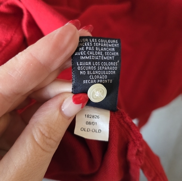 Tommy Hilfiger Vintage Mens Red Long Slv Striped Rugby Polo 2001 Y2K Size L - Picture 5 of 5